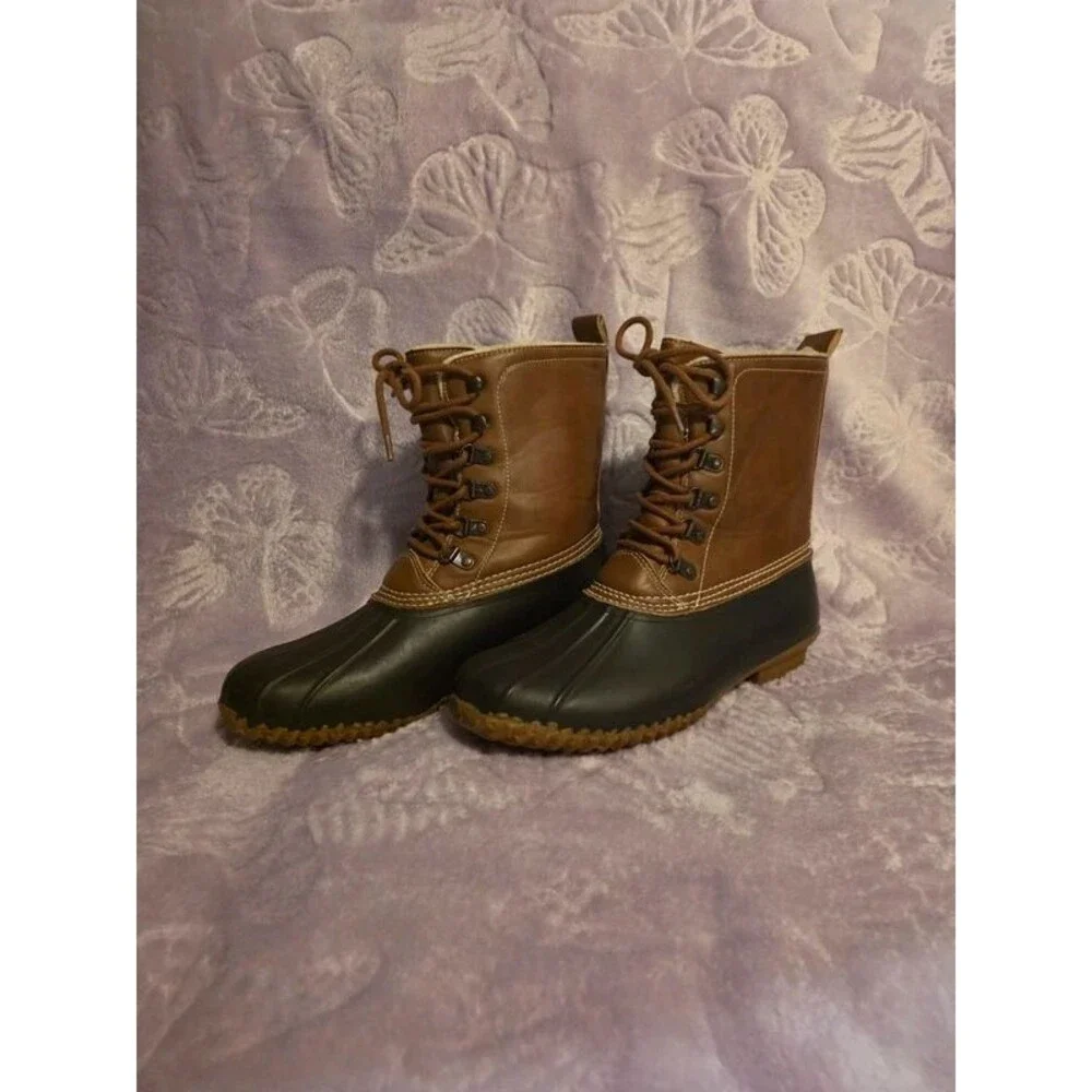 Esprit Harbour Women's Duck Boots Size 8.5M Brown Faux Fur Lined Winter Boots